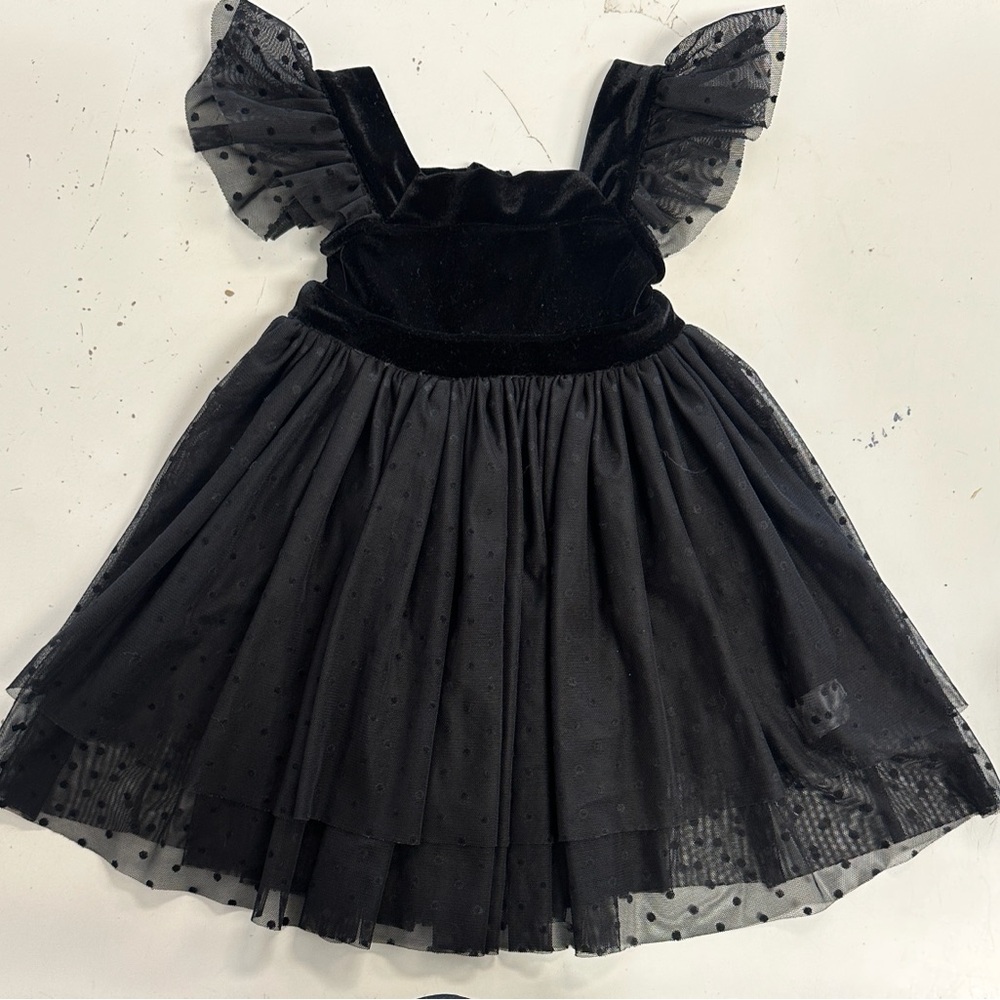 For Love & Lemons Black Tulle Velvet Party Dress for Kids